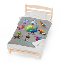 Load image into Gallery viewer, Perspicacious "Perspy" the Peacock Velveteen Plush Blanket