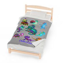 Load image into Gallery viewer, Chivalrous "Val" the Chameleon Velveteen Plush Blanket