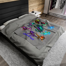 Load image into Gallery viewer, Chivalrous "Val" the Chameleon Velveteen Plush Blanket