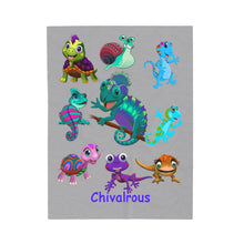 Load image into Gallery viewer, Chivalrous &quot;Val&quot; the Chameleon Velveteen Plush Blanket
