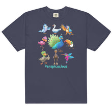 Load image into Gallery viewer, Perspicacious &quot;Perspy&quot; the Peacock Collection Men’s garment-dyed heavyweight t-shirt
