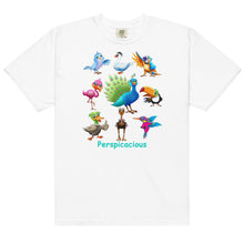 Load image into Gallery viewer, Perspicacious &quot;Perspy&quot; the Peacock Collection Men’s garment-dyed heavyweight t-shirt
